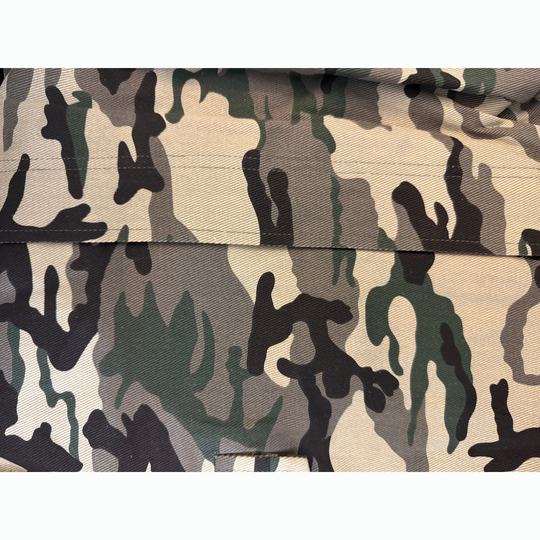 Close-up of a camouflage pattern fabric swatch