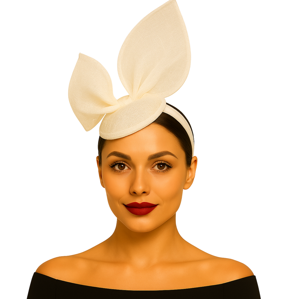 Bunny Ear Inspired Sinamay Headband: White