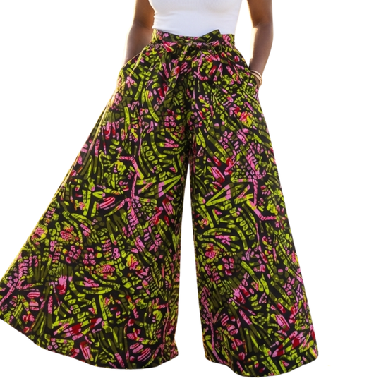 African Cotton Palazzo Pants - Multi-Tone