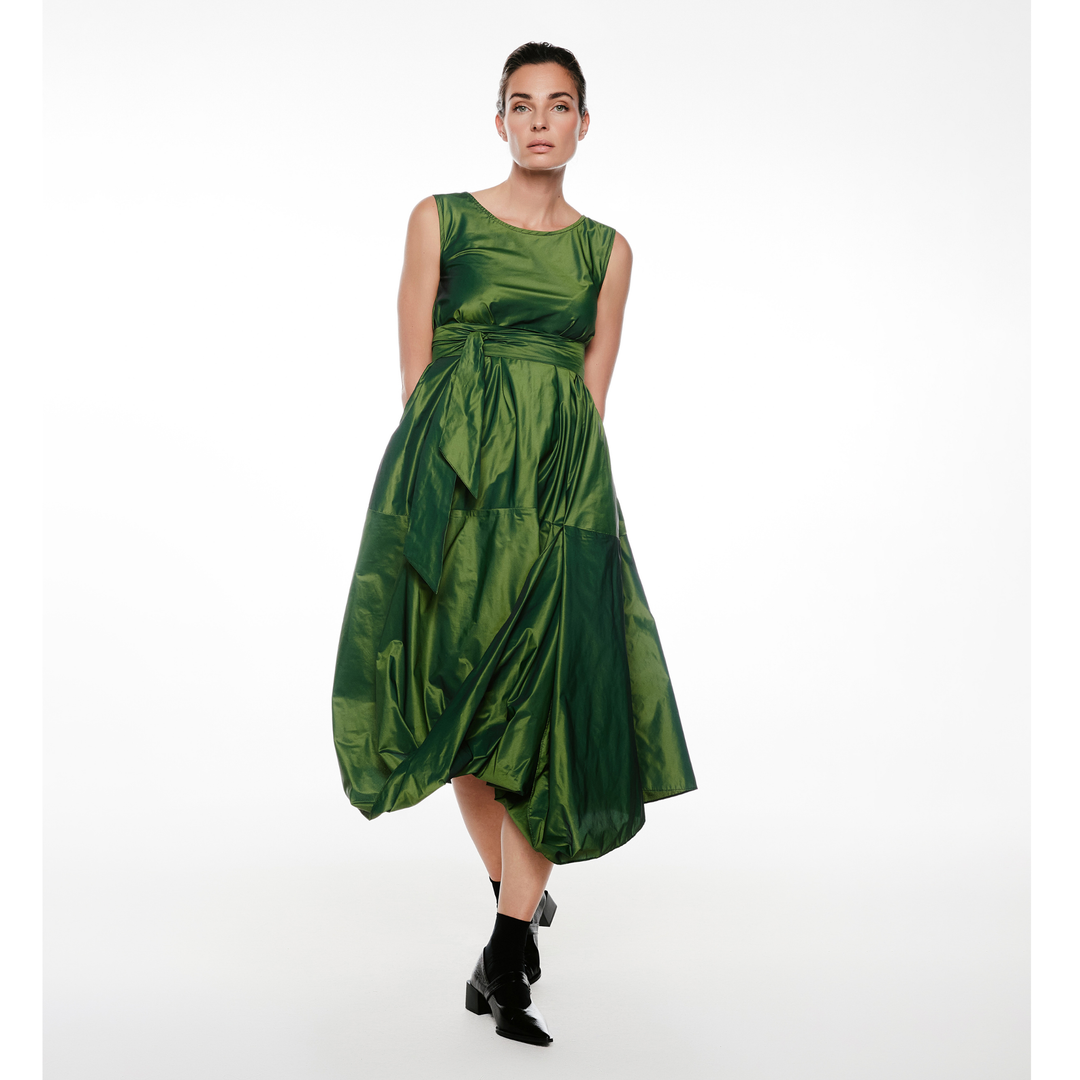 Igor Dobranic Phlox Olive Green Sculptural Midi Dress