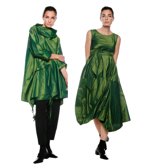 Igor Dobranic Phlox Olive Green Sculptural Midi Dress