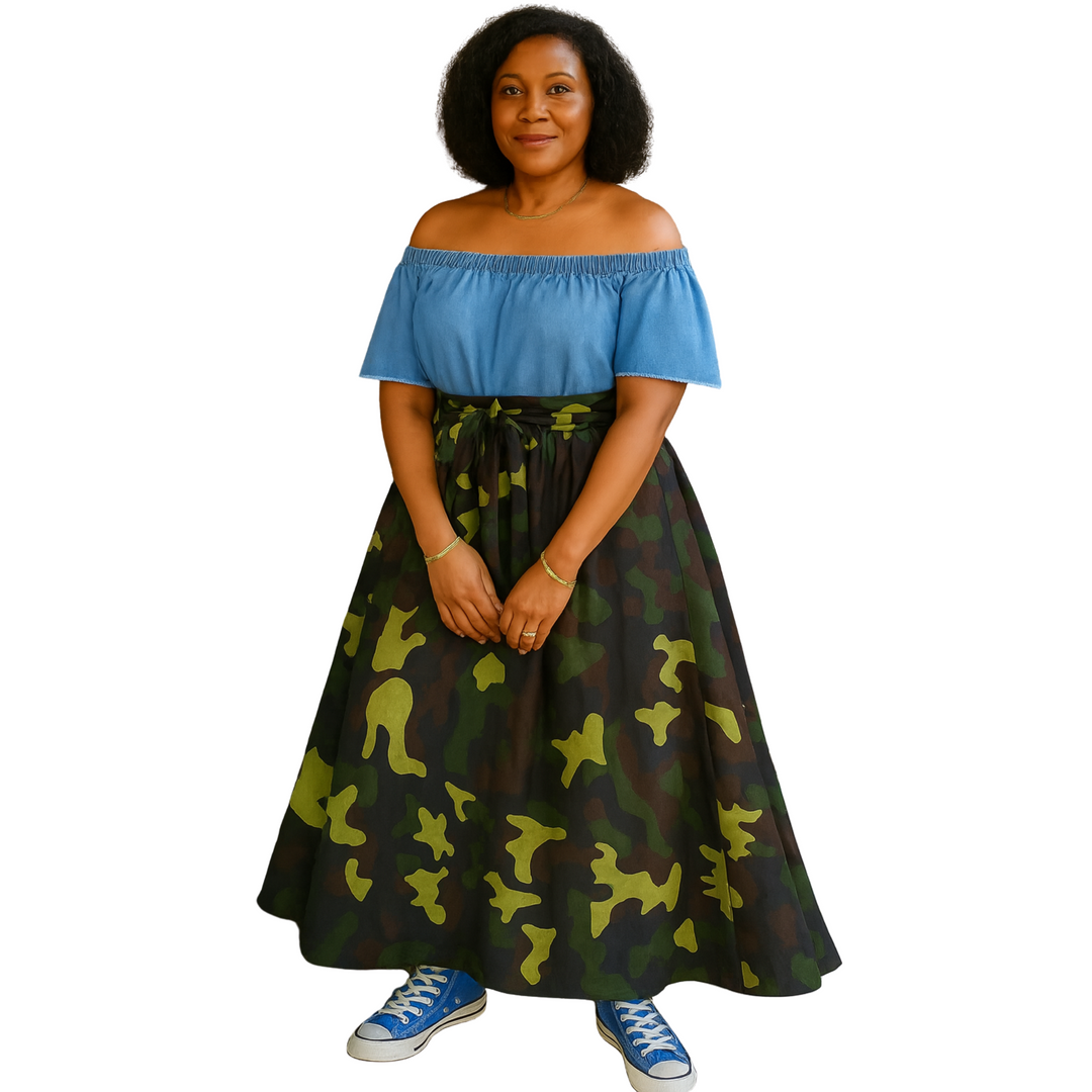 Falda larga maxi - Camuflaje verde