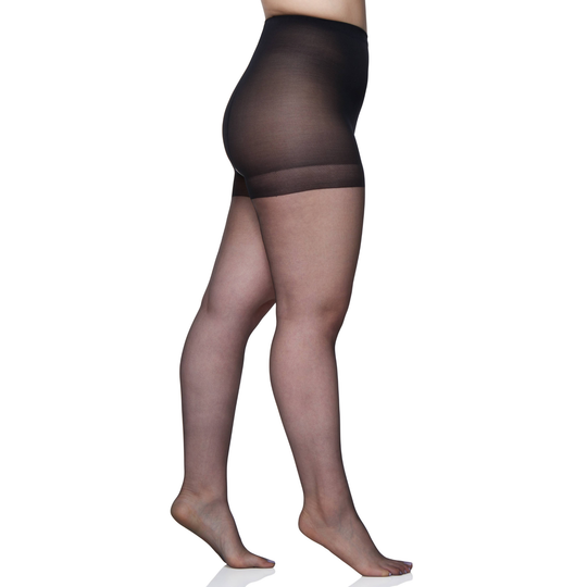Queen Ultra Sheer Control Top Pantyhose - Black