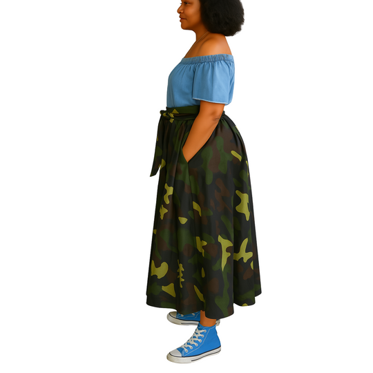 Falda larga maxi - Camuflaje verde