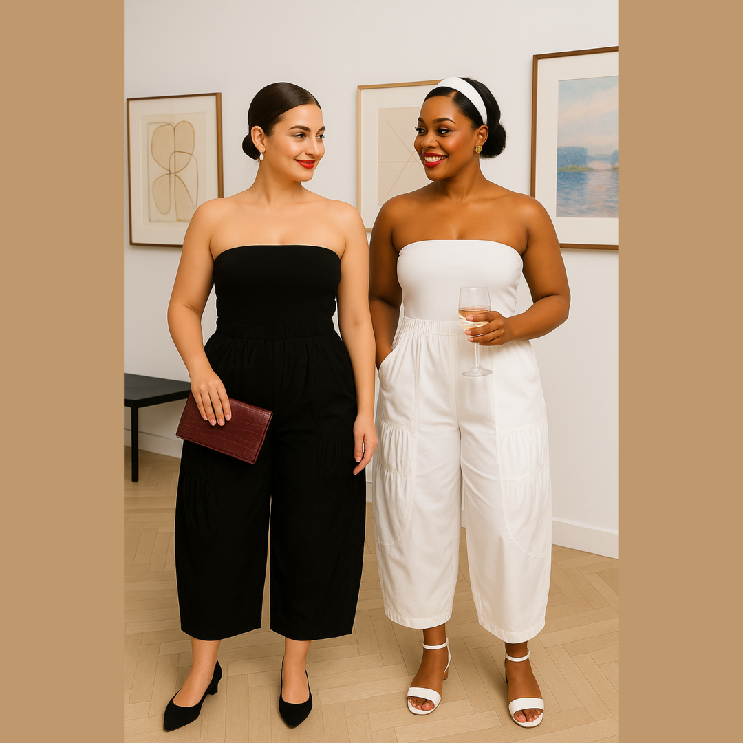 T by Transparente White Shirred Wide-Leg Pants – Cotton