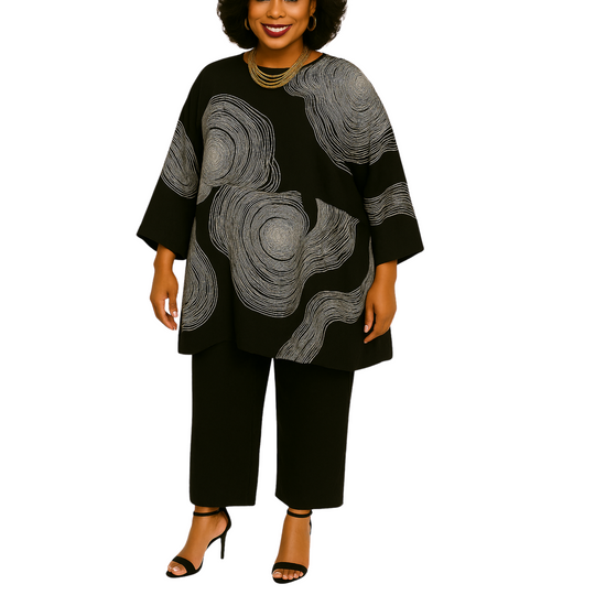 Túnica extragrande Blossom - Negra