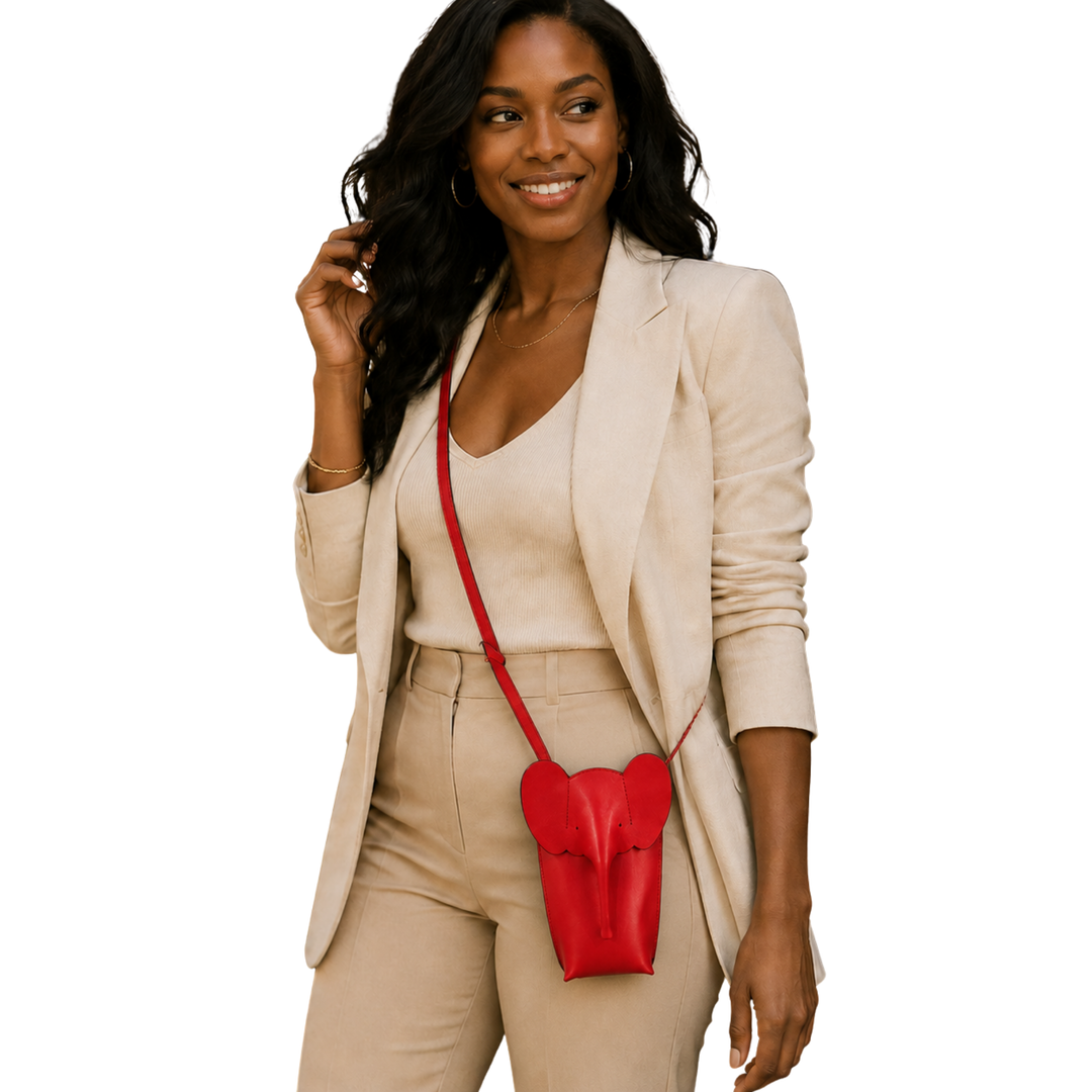 House of Juls Red Elephant Leather Crossbody Bag