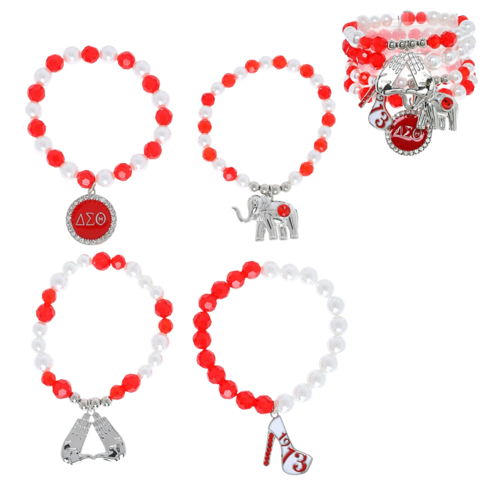 Delta Sigma Theta Sorority 4-Piece Charm Bracelet - Octagon