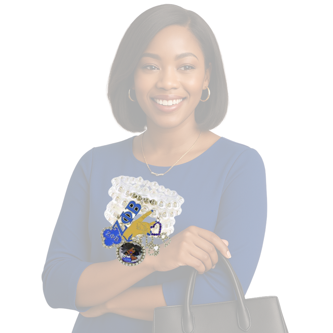 Zeta Phi Beta 4-Strand Multi-Charm Bracelet – White & Royal Blue