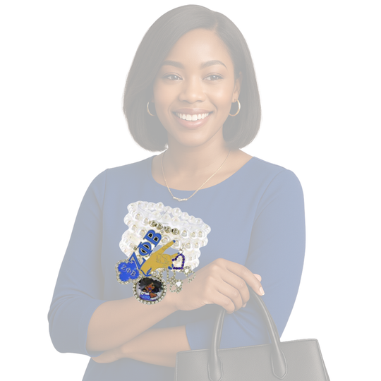 Zeta Phi Beta 4-Strand Multi-Charm Bracelet – White & Royal Blue
