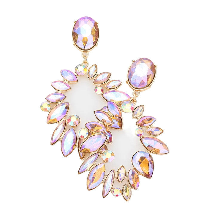 Marquise Stone Cluster Open Oval Earrings-Y