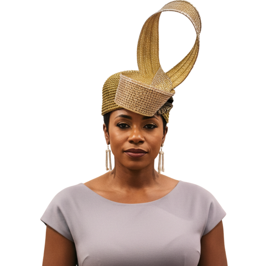 Lumiere Crystal Laden Bubble Hat - Gold