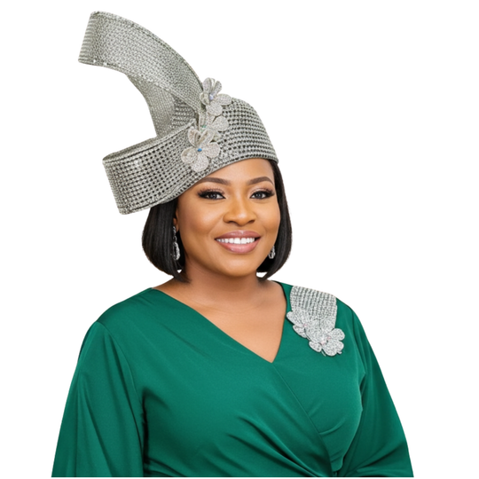 Lumiere Crystal Laden Bubble Hat - Silver