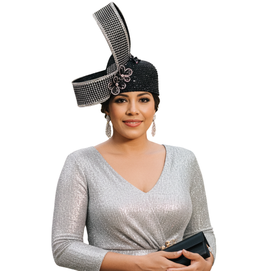 Lumiere Crystal Laden Bubble Hat - Black