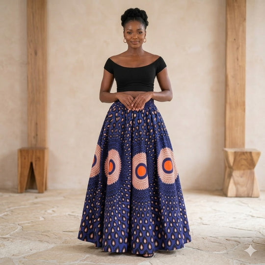 Langer Maxirock: Rosa Dashiki