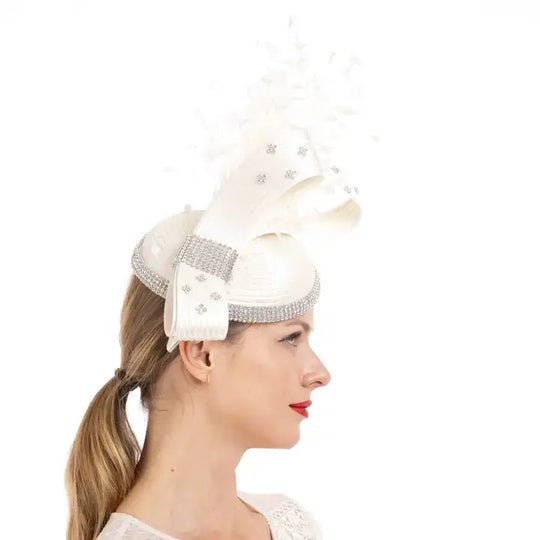 Beautiful headband with rhinestone AND feather : Green