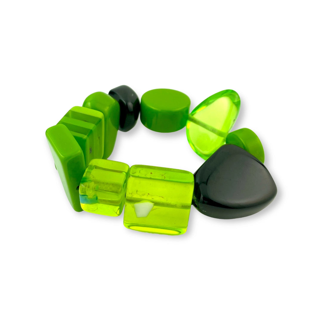 Atelier 1701 Green Geometric Resin Stretch Bracelet