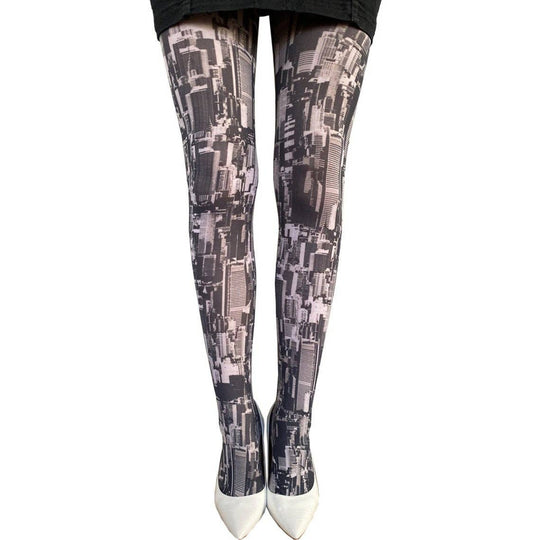 New York City Patterned Printed Tights