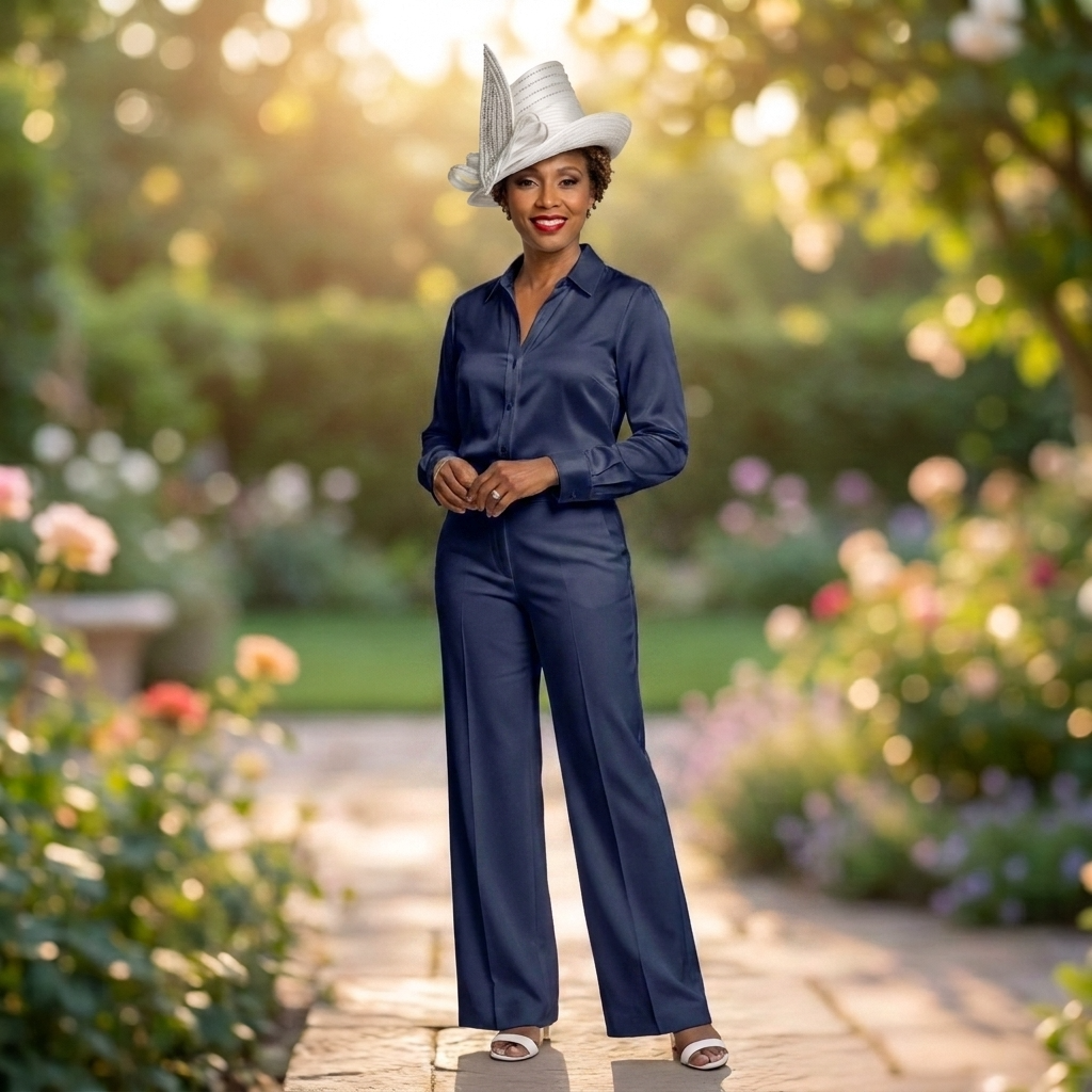 White Tall Crown Satin Bow Hat