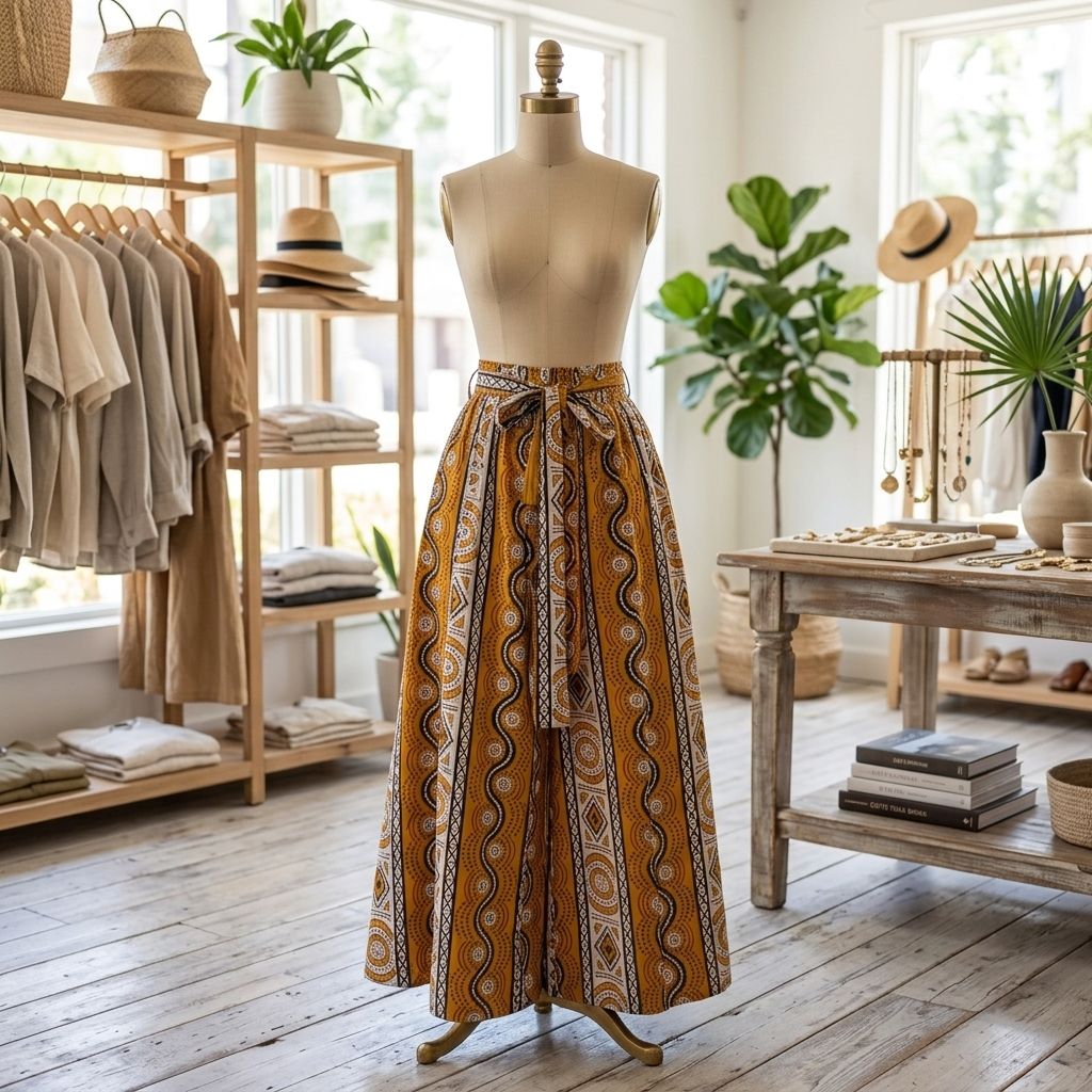 African Print Palazzo Pants – Mustard Tribal