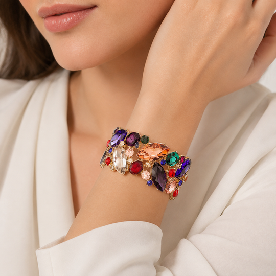 Multicolor Faceted Stone Stretch Bracelet
