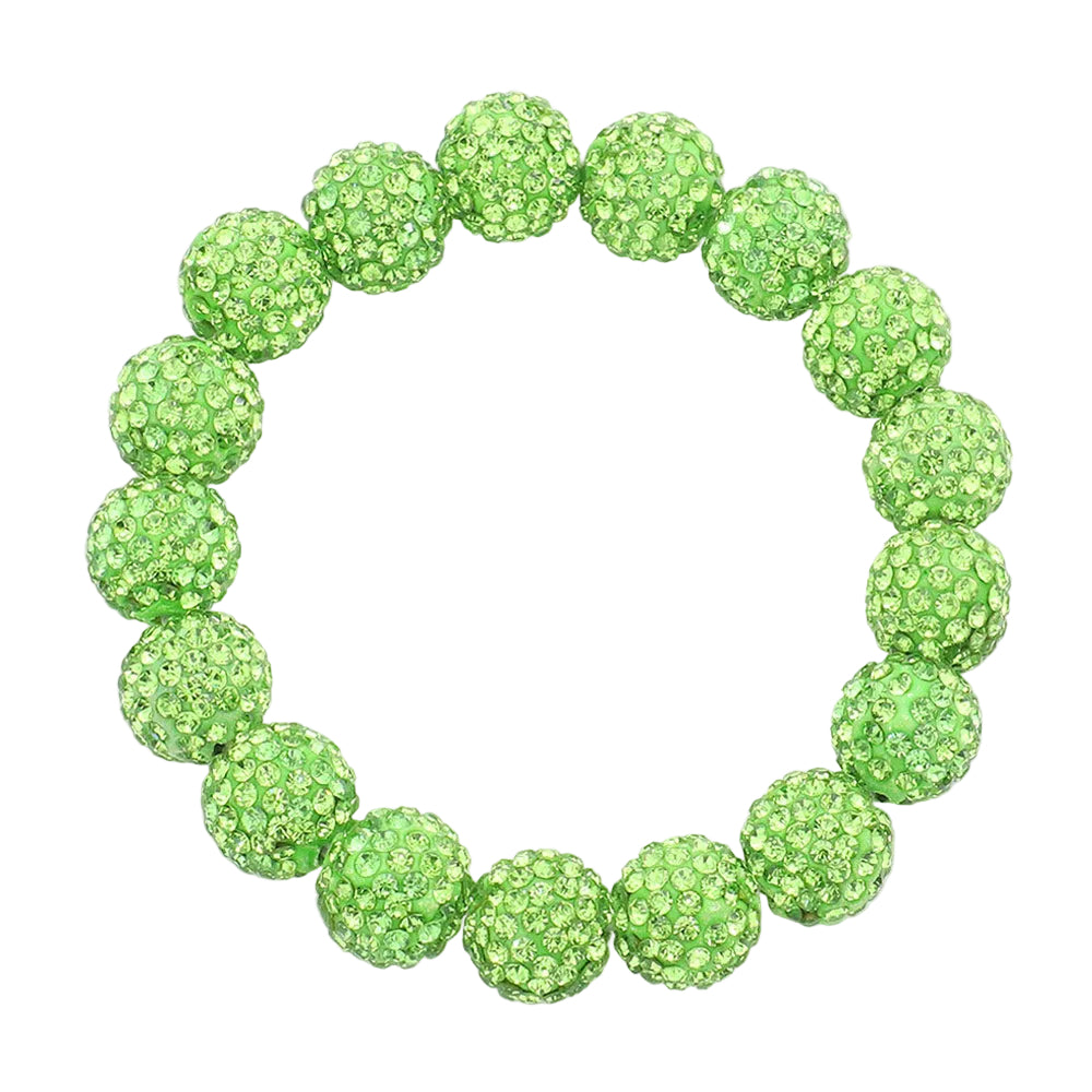 Green beaded bracelet on a white background