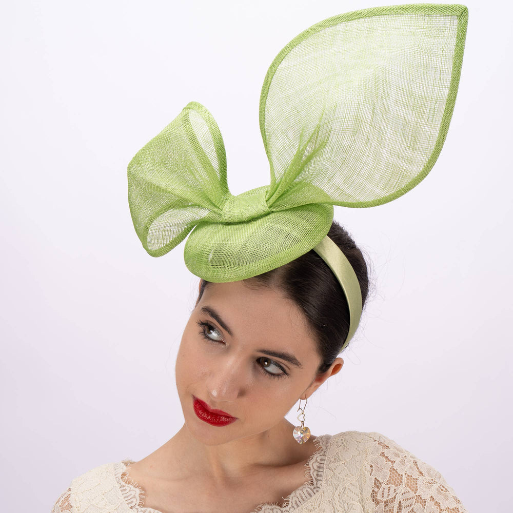 Bunny Ear Inspired Sinamay Headband: Lime