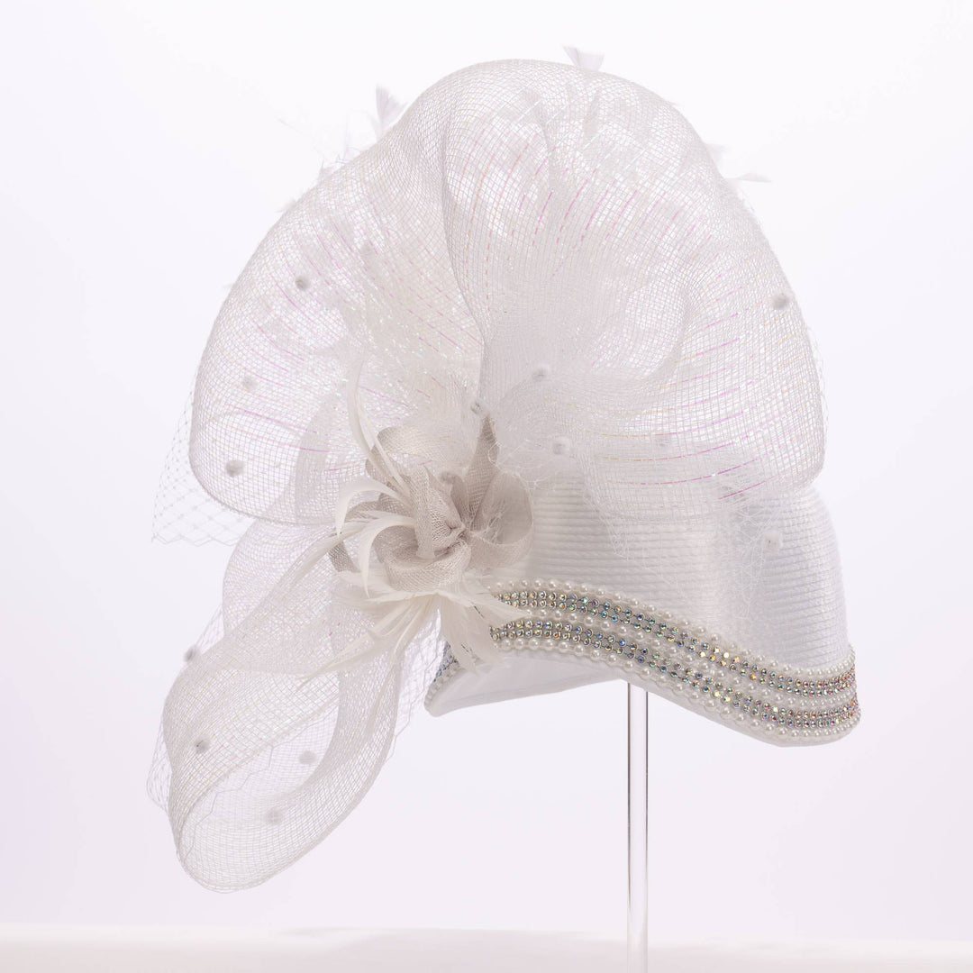 Variety Feather And Puff Crinoline Bow On Satin Cloche Base: Black