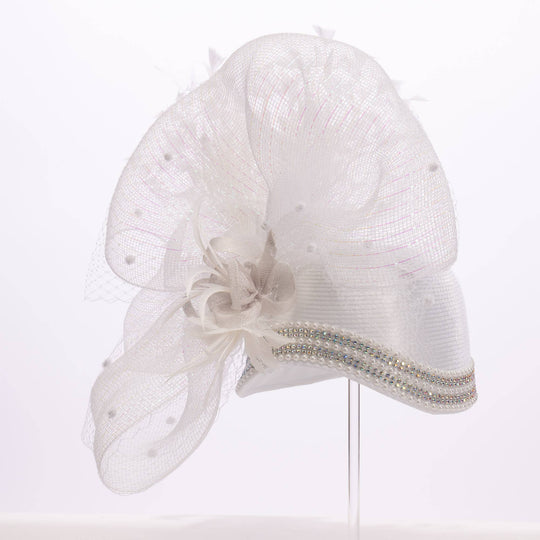 Variety Feather And Puff Crinoline Bow On Satin Cloche Base: Black