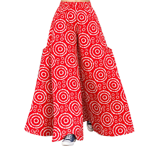 African Cotton Red Circle Palazzo Pants
