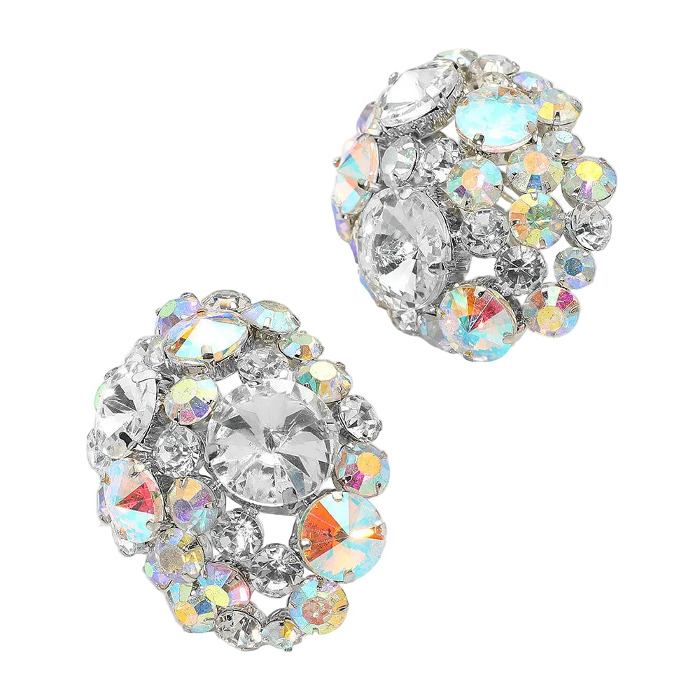 Pair of sparkling crystal earrings on a light background