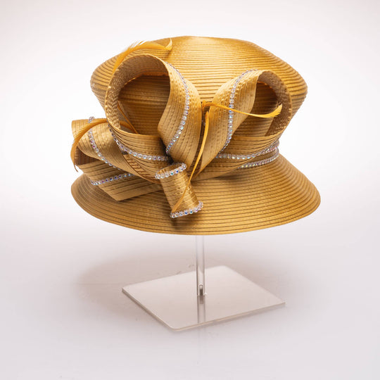 Mushroom Crown Satin Ribbon Hat: Gold