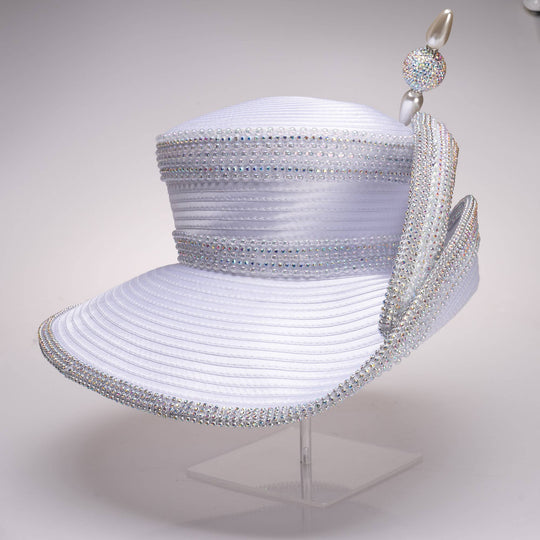 Extended Off Face Mad Hatter Brim with Rhinestones:Lt. Gold