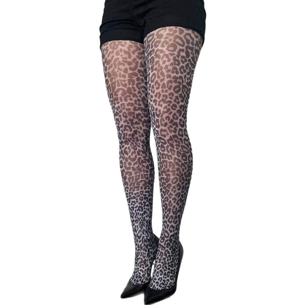 Leopard-Print-Strumpfhose – Zweifarbige Tier-Strumpfhose in Schwarz & Rot
