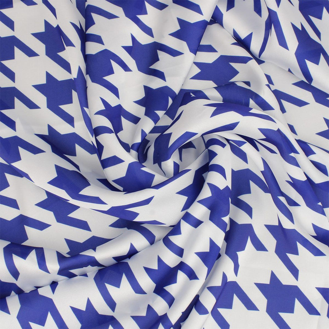 Zeta Phi Beta Royal Blue & White Houndstooth Satin Scarf