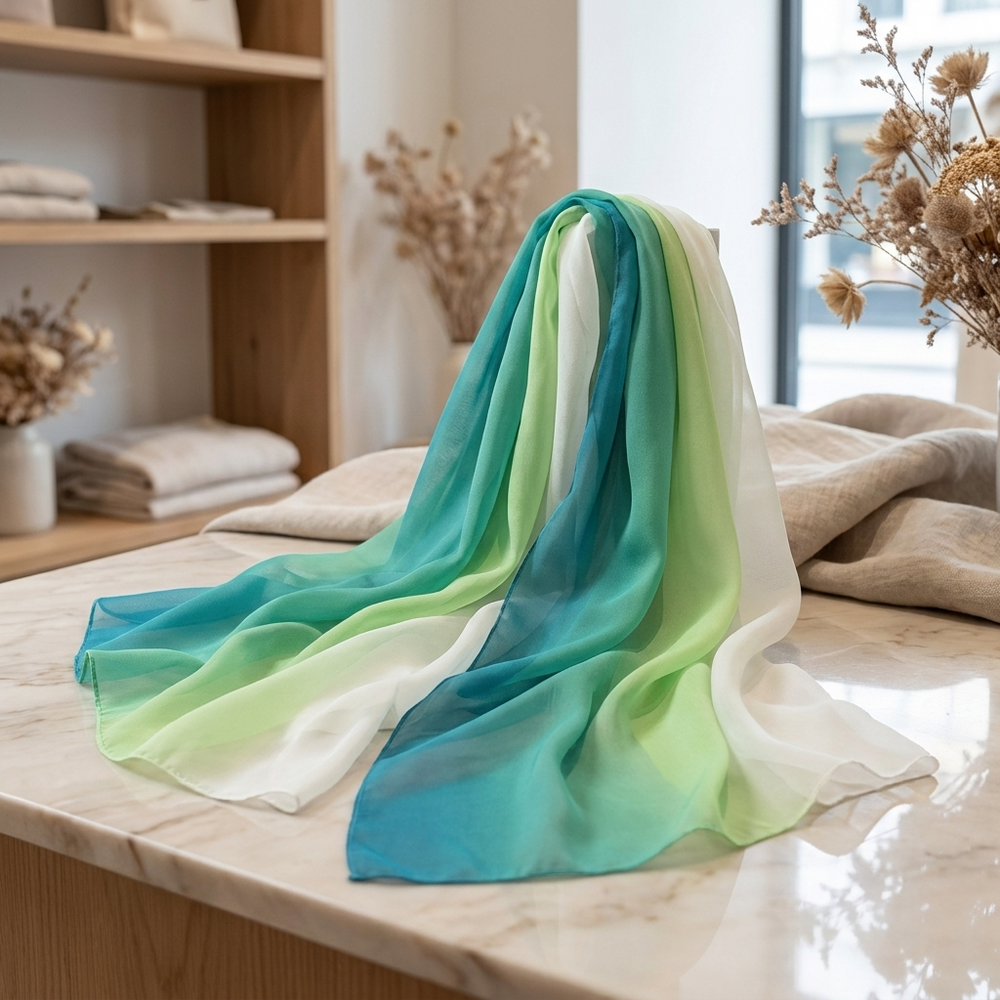 Chiffon-Ombré-Schal – Grün