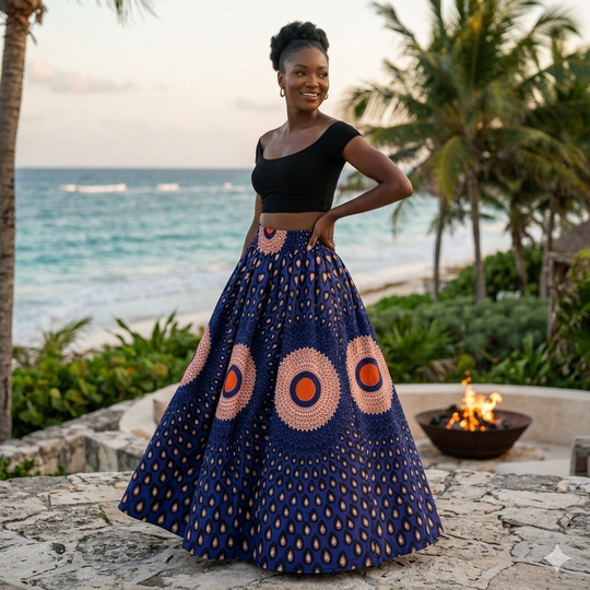 Langer Maxirock: Rosa Dashiki