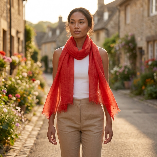 Italian Soft Red Bamboo Scarf