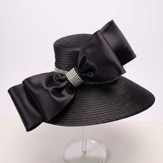 Sombrerero Loco con sombrero de ala ancha y lazo extragrande: negro