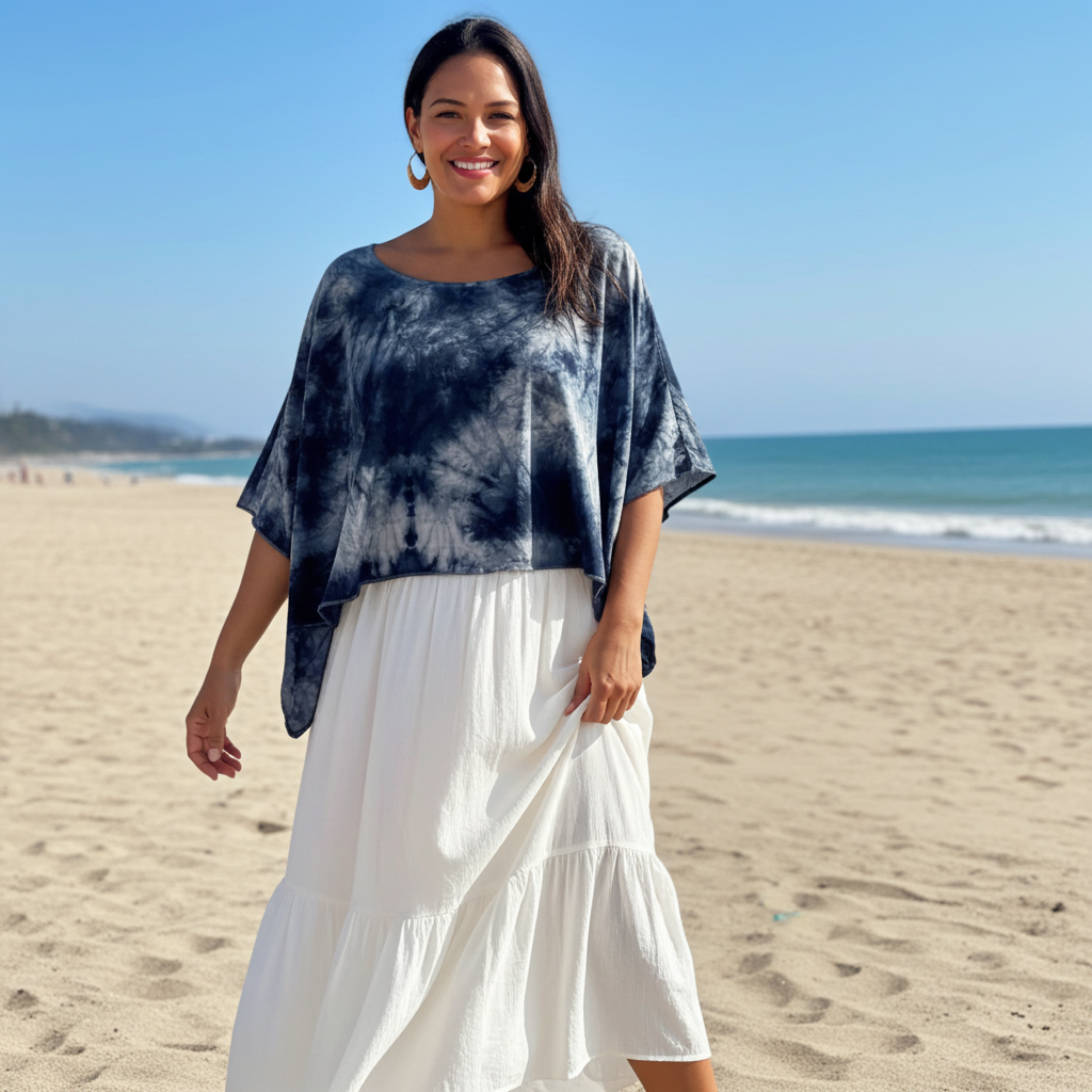 Top con efecto tie-dye de cachemira - Medianoche 