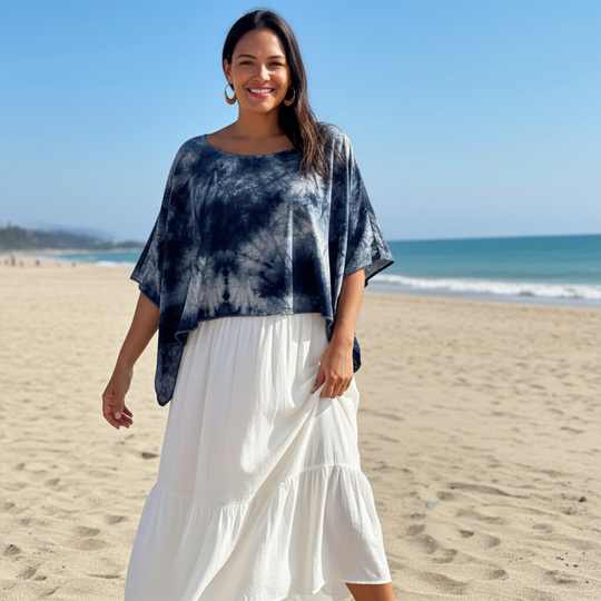 Top con efecto tie-dye de cachemira - Medianoche 