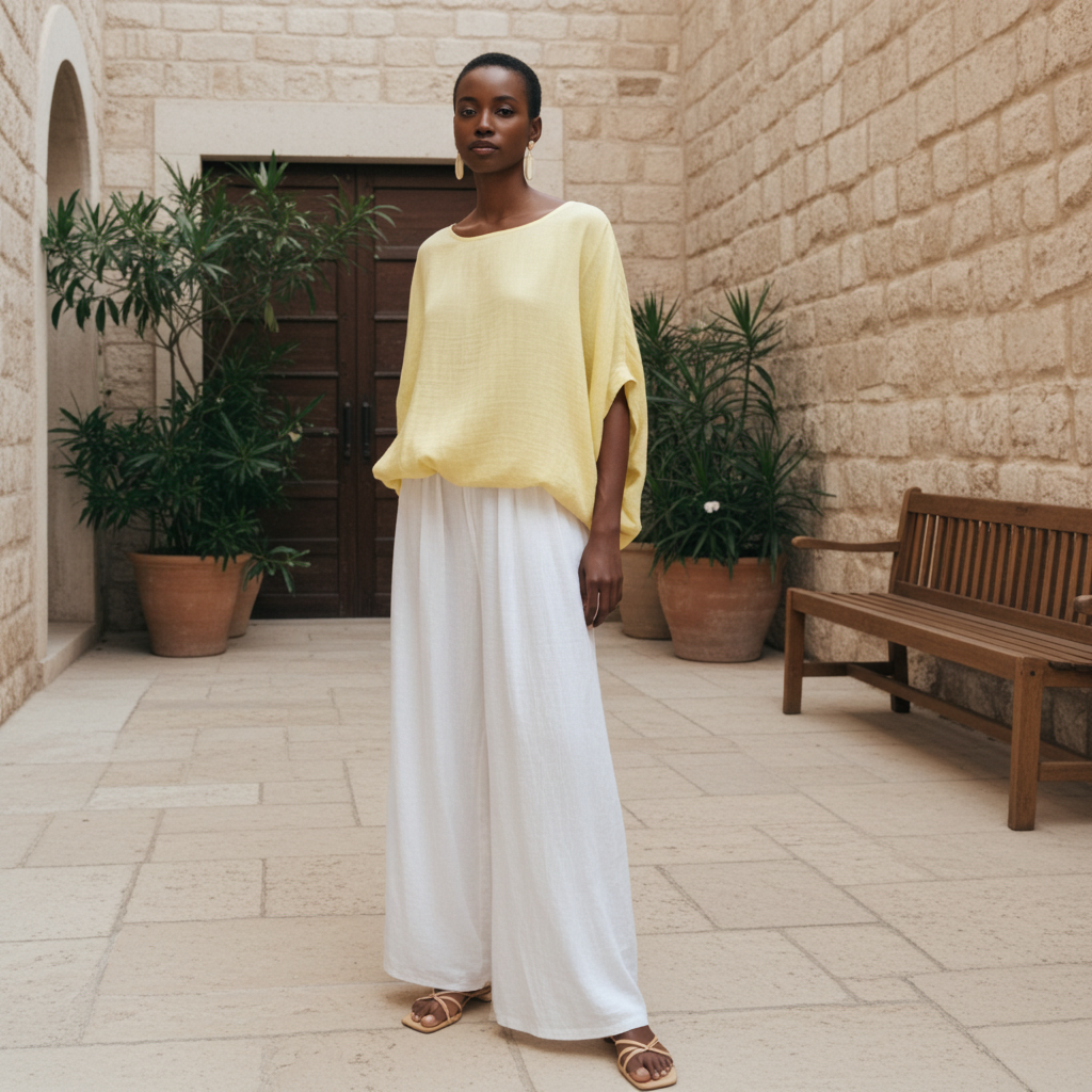 Wide Body Gauze Top - Mellon Yellow