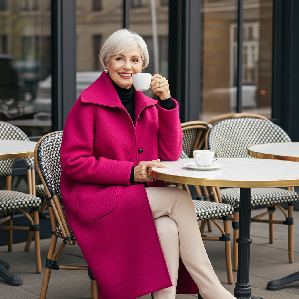 Pink Raw Seam Patch Pocket Coat