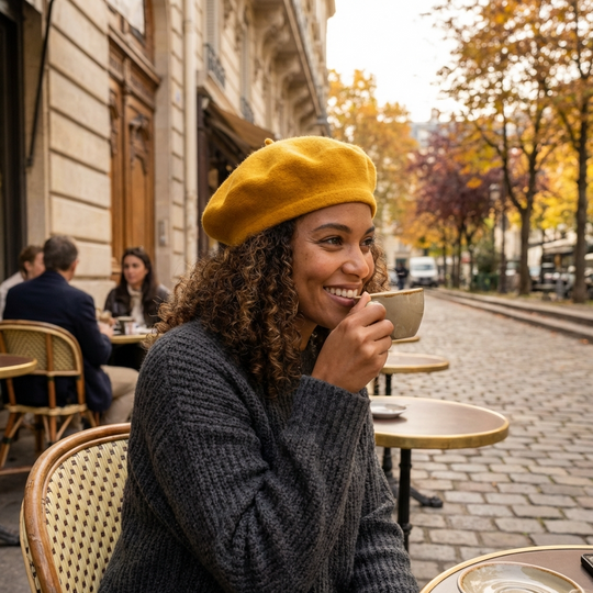 Classic Acrylic Beret - Gold