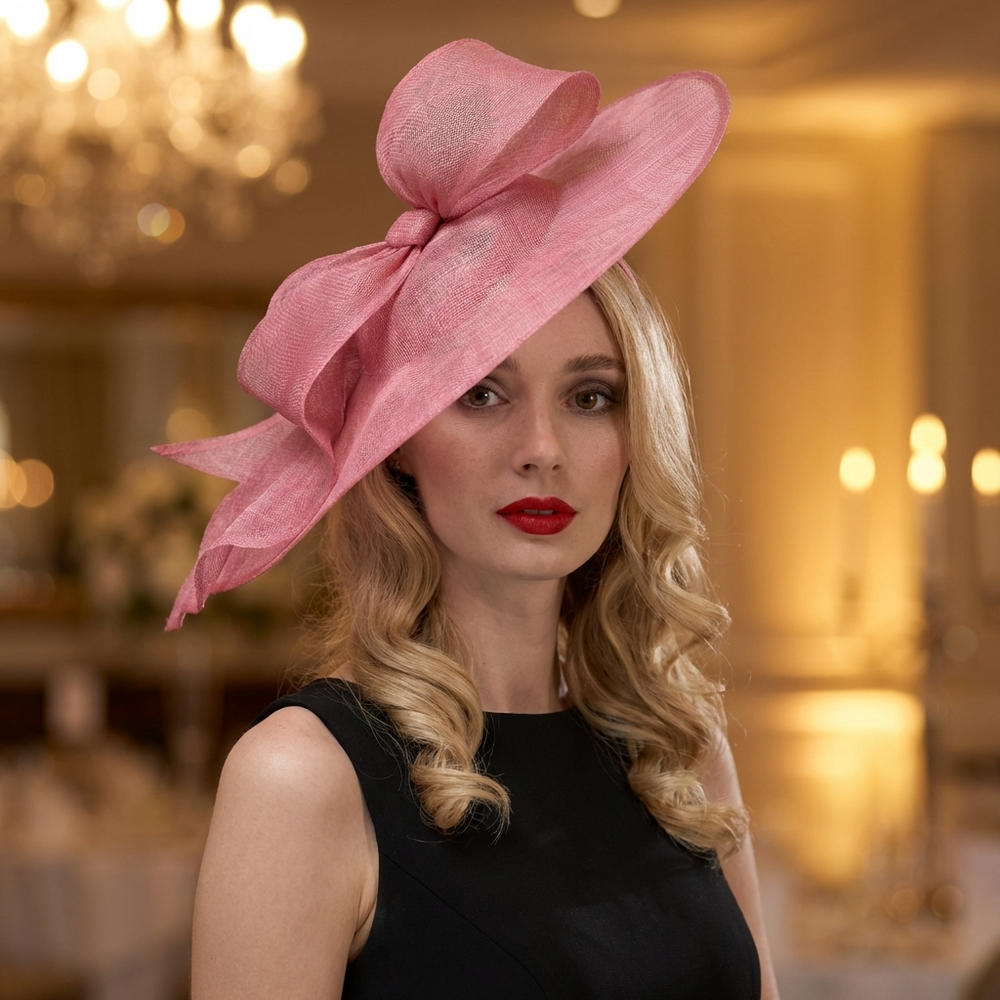 Blush Sinamay Fascinator with Bow and Headband