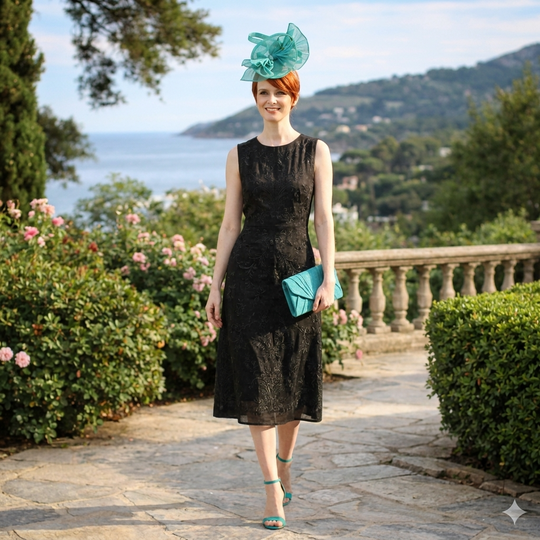 Eleganter plissierter Krinoline-Sinamay-Fascinator – Breites, rundes Design mit Haarband