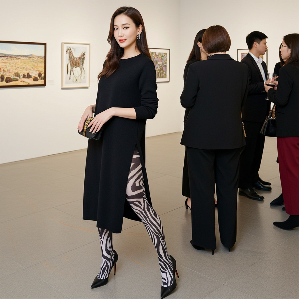 White Zebra Printed Tights