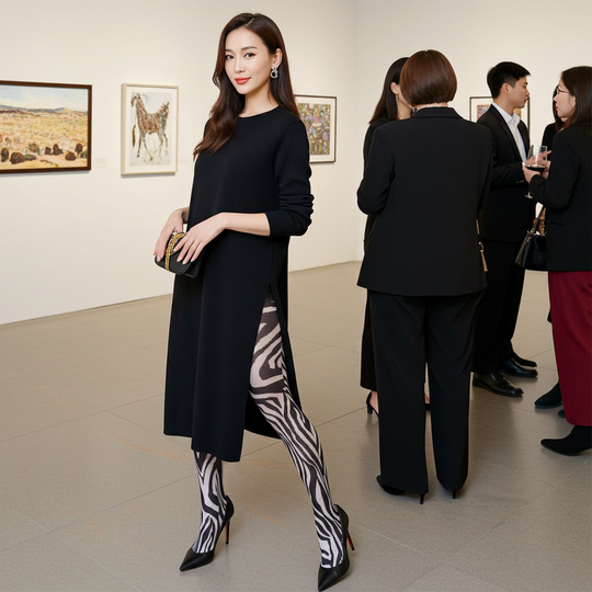 White Zebra Printed Tights