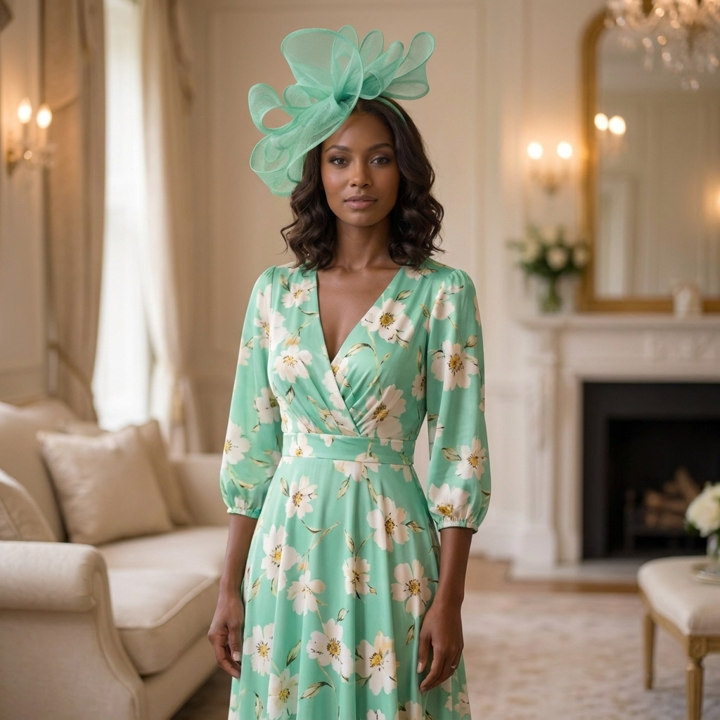 Schwarzer Sinamay-Fascinator an Satin-Haarreif