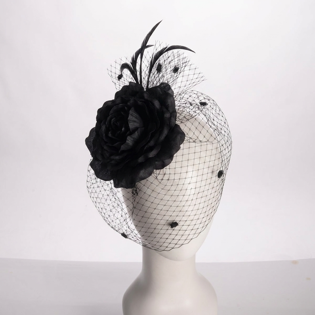 Gelber Seidenblumen-Schleier-Fascinator-Kamm
